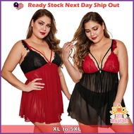 Saiz Besar Seksi Baju Tidur / Plus Size Sexy Lingerie Nightwear Sleepwear V-neck temptation straps 性感情趣睡衣