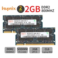 ชุด Hynix 4GB DDR2 2X2GB 800MHz 2Rx8 PC2-6400S 200Pin แรมหน่วยความจำแล็ปท็อป SODIMM