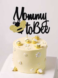 蜜蜂蜂巢主題蛋糕裝飾頂端裝置，1入組性別揭示嬰兒淋浴派對蛋糕裝飾，為孕婦未來的媽媽裝飾