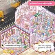 Korean 3D Simulation Business Game 3D Storage Landscaping Stacking Sticker Hut Ins Miniature Scene N
