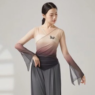 ROSEGOOD Classical Dance Top, Gradient Butterfly Saree Blouse, Fashion Chinese Hanfu Breathable  Yar