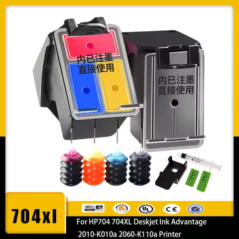 Vilaxh For HP 704xl Compatible Refillable Ink Cartridge For HP704 704XL Deskjet Ink Advantage 2010-K