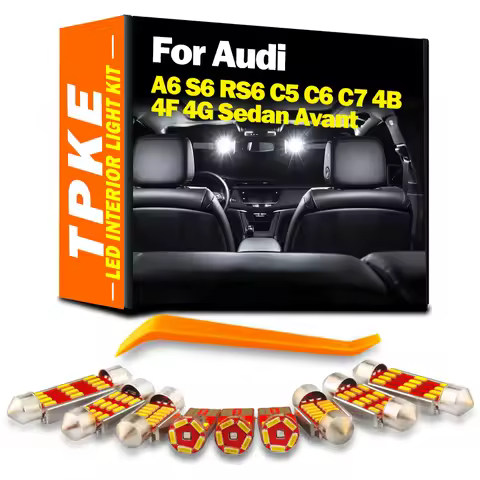 TPKE Canbus For Audi A6 S6 RS6 C5 C6 C7 4B 4F 4G Sedan Avant LED Interior Map Dome Trunk Door Light 