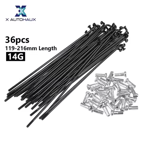 X Autohaux 36pcs 14G J Bend Bicycle Steel Spokes 119mm 125mm 136mm 138mm 141mm 144mm 153mm 158mm 169