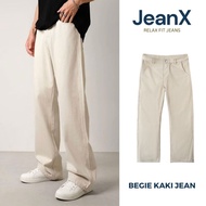 BEIGE KAKI Men's Khaki Jeans - BEIGE Wide Leg Khaki Jeans, Slightly Elastic