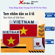 Vietnam Flag Aluminum Car Sticker for National Day September 2, Car and Motorcycle Decoration Badge 