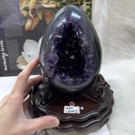 Top Uruguay Amethyst Dinosaur Egg Geode ESPa+1.82kg ️ Colorful Agate Edge Wide Hole Deep Tibetan Style Napality Gift Collection Self-Pendulum Lucky Cave