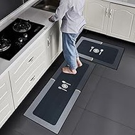 7VSTOHS Kitchen Rugs Set of 2, Non-Slip Kitchen Mats, Washable Kitchen Mats and Rugs Set, for Hallwa