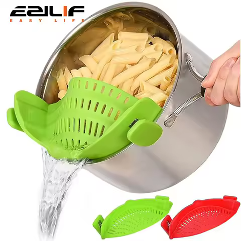 1pc Adjustable Silicone Clip-On Strainer for Pots, Pans, and Bowls - Handheld Drainer for Noodles, P