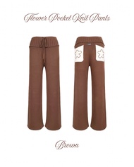 Flower Pocket Knit Pants กางเกงขายาวไหมพรมกระเป๋าลายดอกไม้