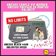 [READY STOCK] ONEXOX COUPLE VIP NUMBER ✨ ONEXOX BLACK 44GB UNLIMITED SPEED 🎊 ONEXOX PREPAID 28 MONTH