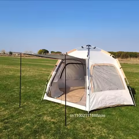 Camping Tent Waterproof Portable Windproof Tent Camping 4-person Family Tent with Skylight Upgraded 