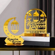 Ramadan Kareem Acrylic Ornaments Gold Moon Star Lantern Eid Mubarak Decorations