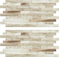 22-Sheet Peel and Stick Backsplash Stone Tile -Self Adhesive Golden Oasis Matte PVC Linear Mosaic Wa