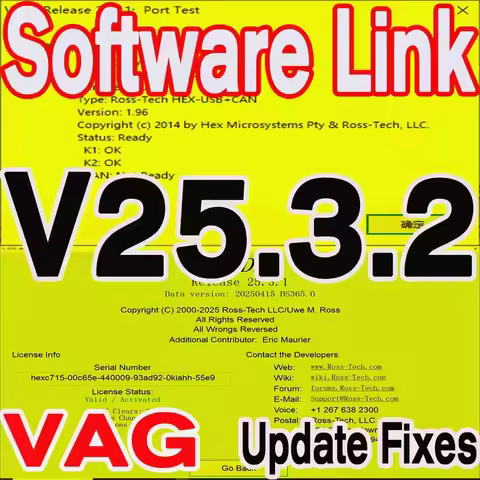 VAGC0M Car Diagnostic Tool Software Download Link Win10 OBD2 Scanner USB Interface 25.3.2 Update VAG