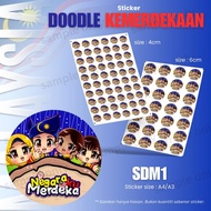 Sticker Doodle Sambutan Merdeka / Sticker Kemerdekaan / Label Sticker Merdeka Pelbagai Design Colour