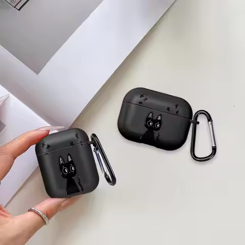 Earphone Cases Cover Case For Airpods 2 4 Pro2 Pro3 3 1 Pro Cartoon Black Kitty