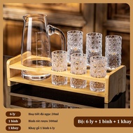 Bộ ly uống rượu ly rock dáng cao dung tích 20ml kèm bình rót khay gỗ