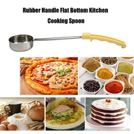 Pizza Spread Sauce Ladle Rubber Handle Flat Bottom Kitchen Cooking Spoon Stainless Steel Measuring S