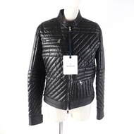 全新未使用MONCLER FLAMANT 羊皮騎士羽絨服，附橡膠標誌貼片，黑色，1 碼，正品，女款
