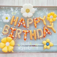 Orange Happy Birthday Banner Balloon White Daisy Balloon Daisy Flower Letter Balloons 16 Inch Happy 
