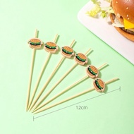 Cute disposable bamboo skewers for burgers, fruits, small bread, fixed flags, American bread skewers