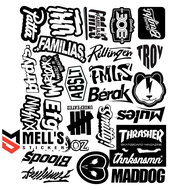 sticker distro brand hitam isi 100 lembar stiker motor stiker distro hitam