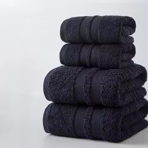 1PC Oversized 70x140cm Black Towel 100% Pure Cotton Bath Sheet 40x70cm Ultra Absorbent Face Cloth Qu