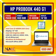 LAPTOP HP PROBOOK 440 G1 14" INTEL CORE i3 4TH GEN - 8GB RAM - 256GB SSD STORAGE WINDOWS 10 PRO