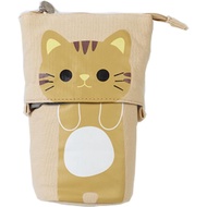 iSuperb Standing Pencil Pouch Pencil Case Cute Cat Telescopic with Zipper Canvas Kwaii Cartoon Penci