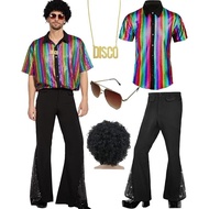 60s 70s Hippie Halloween Costume Adult Disco Singer Dance Shiny Outfit