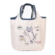 Kusuguru Japan 飢餓貓貓Michyoro帆布厚底手提包 外出購物包 -藍