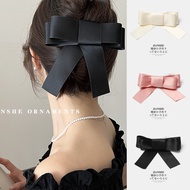 Korean Style Bow Hairpin Women Sweet Bow Ribbon Hair Clip Low Ponytail Duckbill Hairpin All-match He