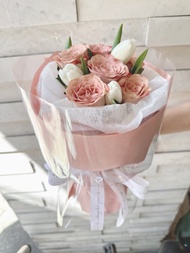 卡布奇諾玫瑰 鬱金香花束  鮮花花束