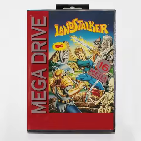 Landstalker The Treasures of King Nole MD Game Card 16 Bit BR Cover for Sega Megadrive Genesis Video