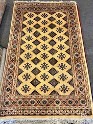 "5x3 ft Pakistani Handmade Geometric Oriental Carpet – Luxurious Wool & Silk Blend with New Zealand 
