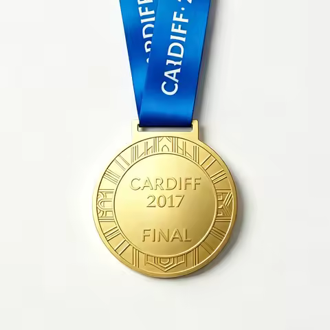 CARDIFF 2017 Style Football Award Medal with Ribbon for Fans Collection