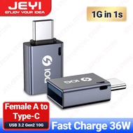 JEYI USB 3.2 to Type C OTG 10G Adapter; 36W Fast Charge Type C to USB 3.2 Converter; Male C to C 40G