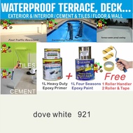921 dove white ( full set 1L waterproof primer / 1L epoxy paint & tools ) toilet wall & floor Tiles