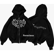 MEZOTIK - Preface Classica Dystonia Hoodie Boxy Zipper Vintage Black LogoBIG for Men and Women Unise