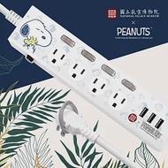 【故宮 x SNOOPY史努比】 3.5A 四開四插3USB延長用電源線/延長線1.8M 文物夥伴