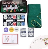 MAGIC SELECT Poker Set Game. Poker Set Texas Hold 'Em with 200 Chips, 2 Sets of Cards, Dealer Button