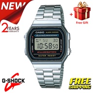 （สิงค้าขายดี）คาสิโอ นาฬิกาข้อมือผู้หญิง/ชาย สายสแตนเลส สายสเตนเลส รุ่น A168WA-1W จัดส่งพร้อมกล่องคู่
