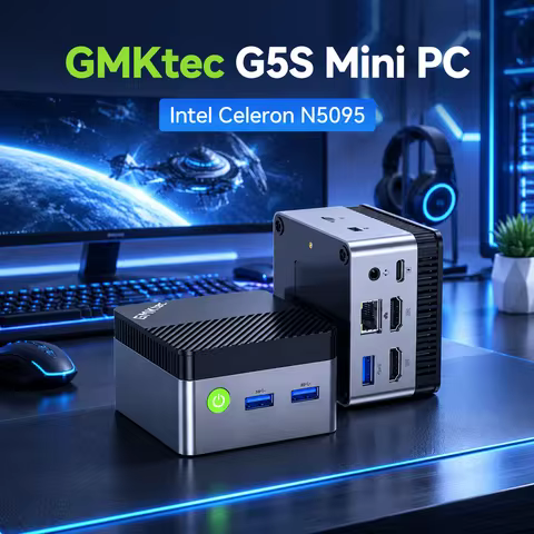 GMKtec G5S Mini PC Intel Celeron N5095 LPDDR4 8GB 128GB SSD M.2 2242 WiFi5 Bluetooth 5.0 RJ45 Office