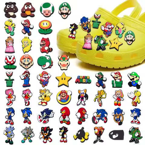 Cute 1pcs cartoon Classic Game Characters shoe Charms DIY clogs Shoe Accessories Sandals pins Decora