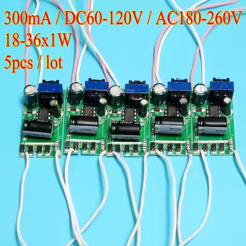 5pcs/lot High efficiency 300mA 18-36W DC 60V ~ 120V Led Driver 18W 20W 24W 25W 30W 36W Power Supply 