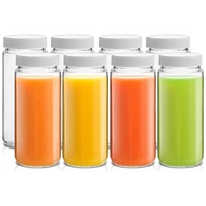 8PCS 16Oz Glass Bottles Beverage Bottle with Cap with Lids and Jars Transparent Color