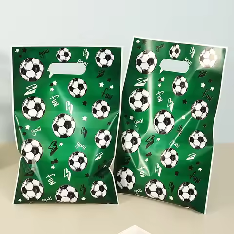 10/20/50pcs Football Themed Gift Bag Green Birthday Party Favor Bag for Youngeser Shower 1st Birthda