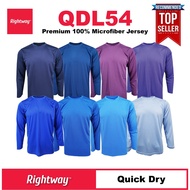 【PREMIUM】 RIGHTWAY Long Sleeve Jersey T-Shirt Baju Microfiber Lengan Panjang Lelaki Perempuan Kosong