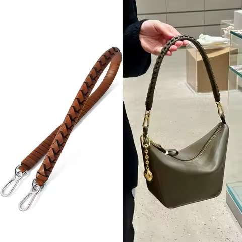 100% Genuine Leather Weave Strap for Loewe Puzzle Fold Hobo Shoulder Handle Modified Replacement Str